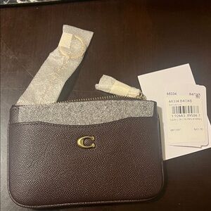 Coach Burgundy Keypouch with Gold Zipper